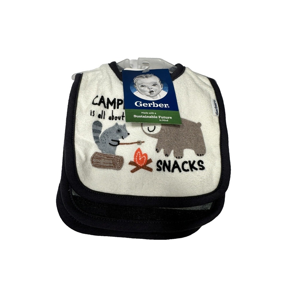 gerber 3 pack camping bibs‎ 0-6 months